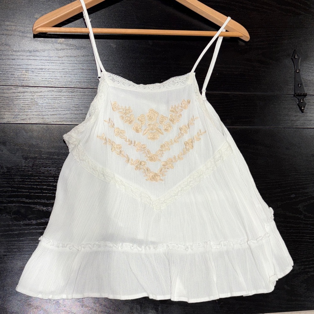 Francesca's Collections Cream Embroidered Camisole
